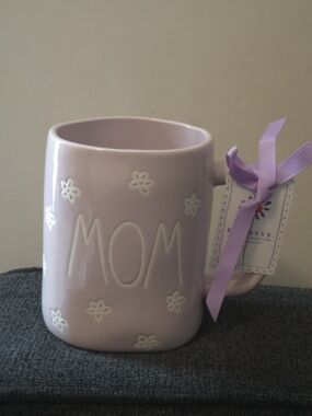 Rae Dunn MOM Ceramic Mug with Floral Accents